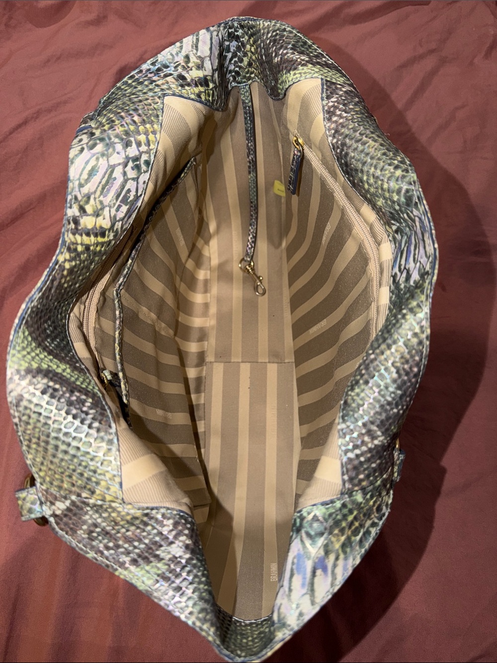 Brahmin Multicolor Snake-Print Shoulder Bag with Gold Hardware - Picture 6 of 6